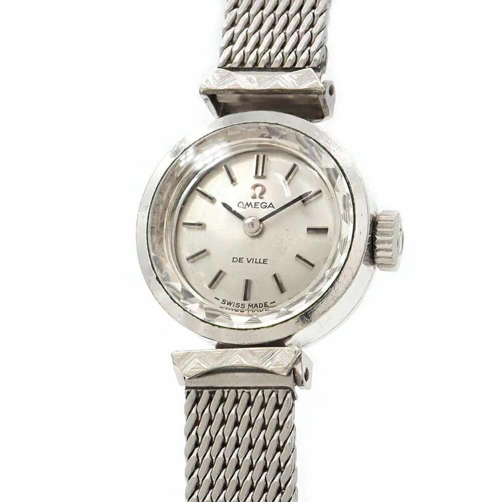OMEGA オメガ DeVille デビル カットガラス 511.286 Cal.485 17石 シルバー SS ステンレス レディース 手巻き デヴィル アンティーク ヴィンテージ【腕時計】【中古】