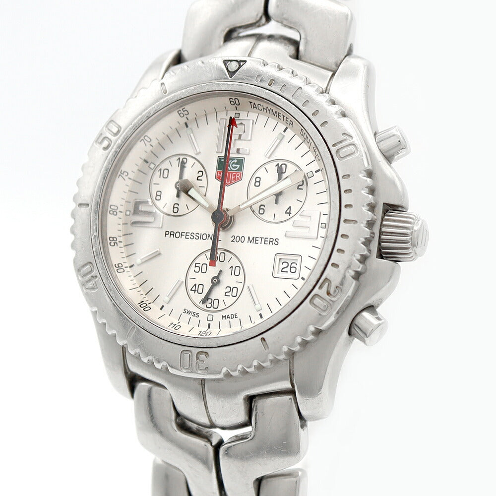 電池交換済 TAG Heuer タグホイヤー リンク クロノグラフ CT1112 デイト 200m防水 シルバー SS ステンレス メンズ クォーツ【6ヶ月保証】【腕時計】【中古】