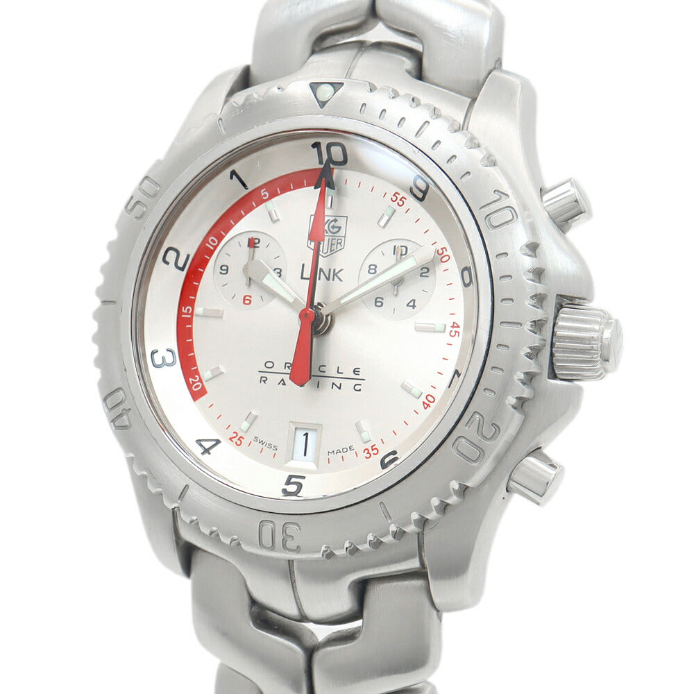 電池交換済 TAG Heuer タグホイヤー リンク オラクルレーシング クロノグラフ 1500本限定 CT1118 BA0550 デイト 200m防水 シルバー SS ステンレス メンズ クォーツ【6ヶ月保証】【腕時計】【中古】