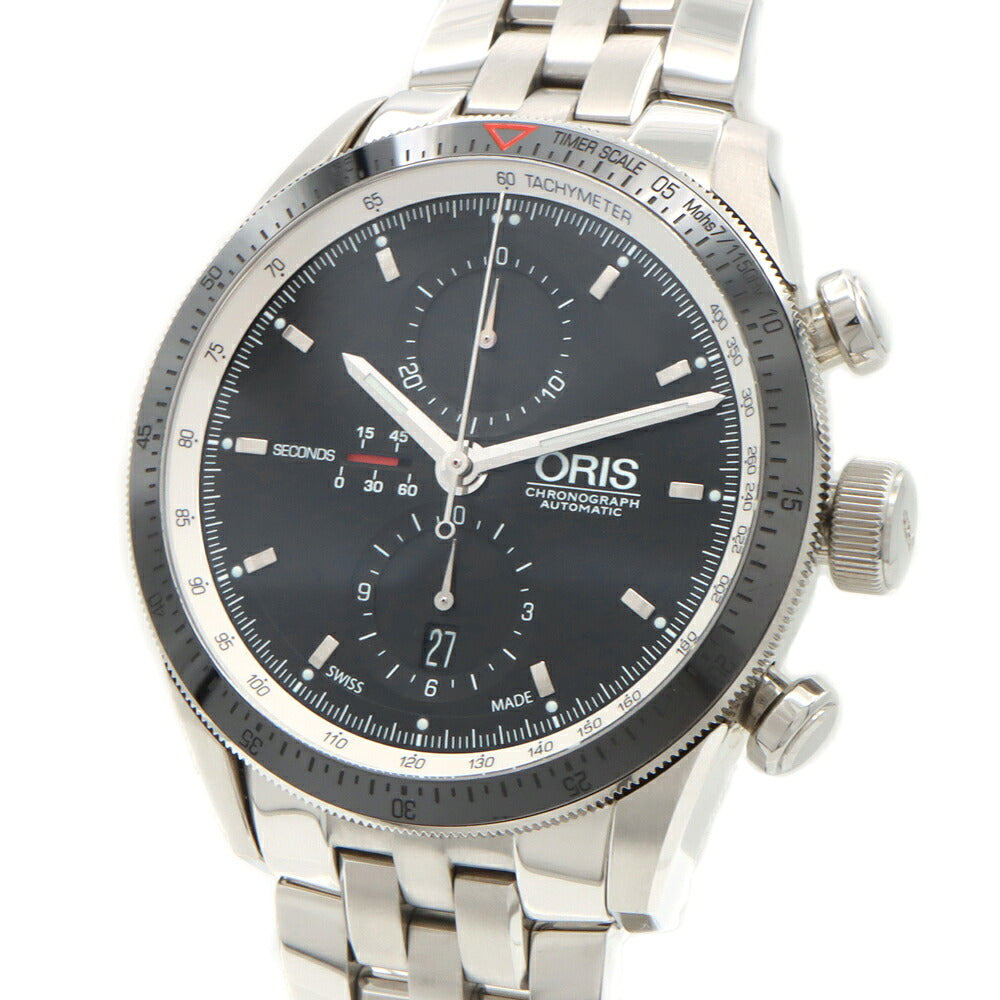 ORIS オリス アーティックス GT クロノグラフ 7661-14 デイト 100m防水 裏スケ 黒 ブラック SS ステンレス メンズ 自動巻き【6ヶ月保証】【腕時計】【中古】