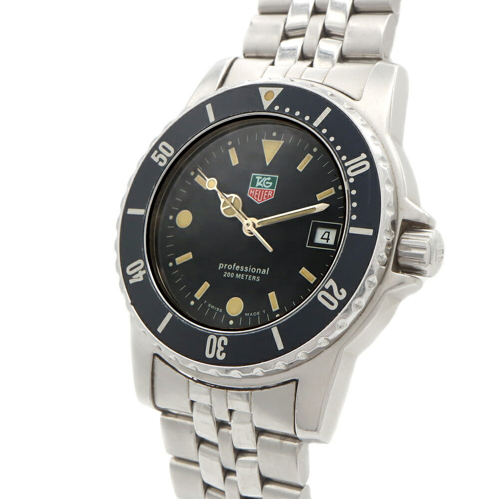 電池交換済 TAG Heuer タグホイヤー プロフェッショナル WD1210-D0 デイト 200m防水 黒 ブラック SS ステンレス メンズ クォーツ【6ヶ月保証】【腕時計】【中古】