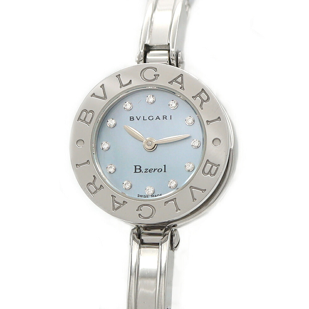電池交換済 BVLGARI ブルガリ B-zero1 ビーゼロワン BZ22S ダイヤモンド 12Pダイヤ 青 ブルーシェル SS レディース クォーツ【6ヶ月保証】【腕時計】【中古】
