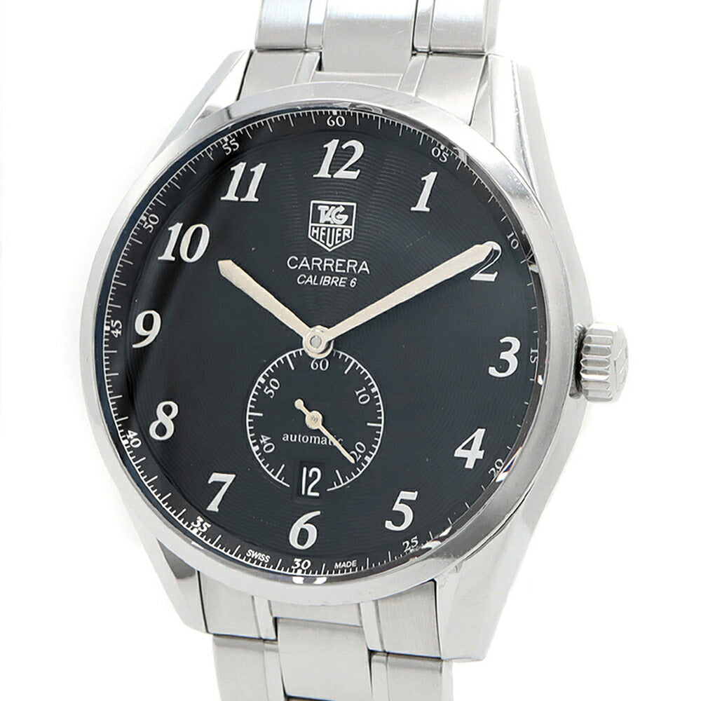 内部点検済 TAG Heuer タグホイヤー カレラ ヘリテージ キャリバー6 WAS2110 デイト 100m防水 裏スケ 黒 ブラック SS ステンレス メンズ 自動巻き【6ヶ月保証】【腕時計】【中古】