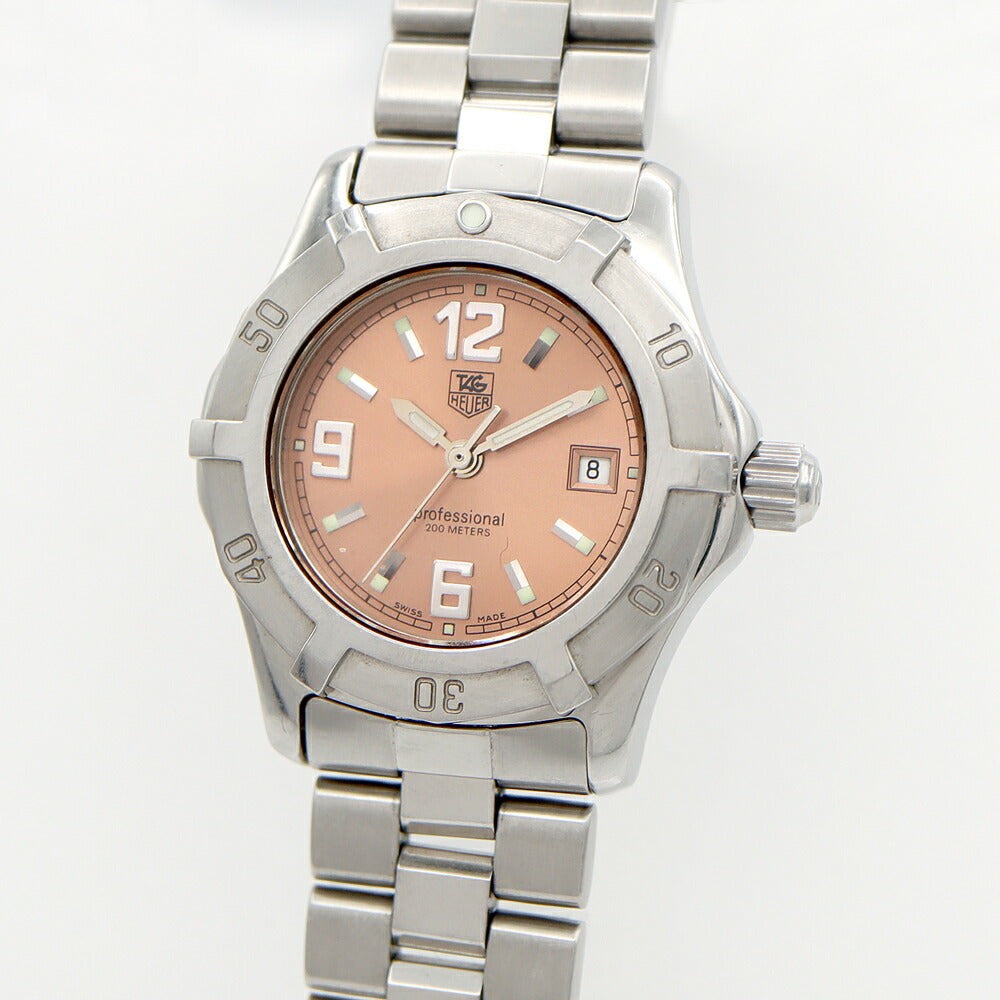 電池交換済 TAG Heuer タグホイヤー 2000 エクスクルーシブ WN1314 デイト 200m防水 ピンク SS ステンレス レディース クォーツ【6ヶ月保証】【腕時計】【中古】