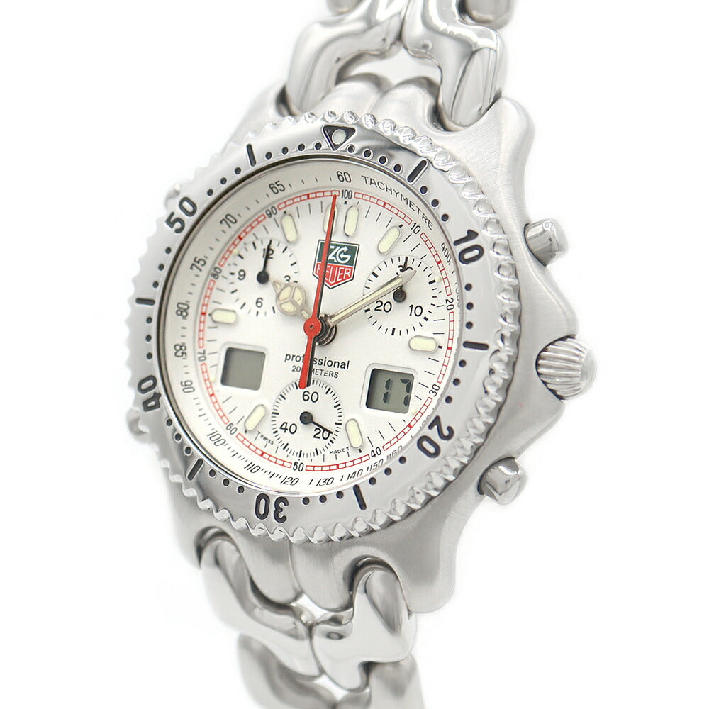 電池交換済 TAG Heuer タグホイヤー S/el セルシリーズ クロノグラフ CG1111 200m防水 デイト 白 ホワイト SS ステンレス メンズ デジアナ クォーツ【6ヶ月保証】【腕時計】【中古】