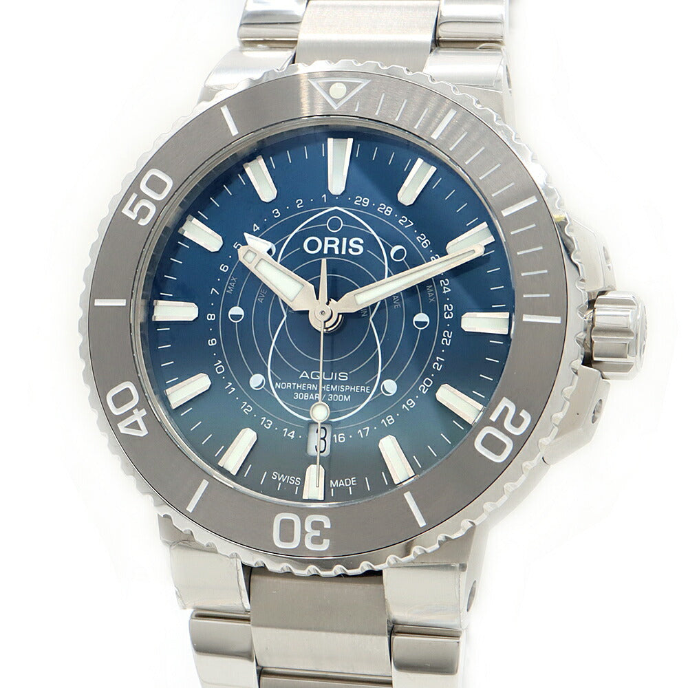 内部点検済 ORIS オリス アクイス ダットワット リミテッドエディション 世界2009個限定 7765 4185 デイト 300m防水 青 ブルー SS ステンレス メンズ 自動巻き【6ヶ月保証】【腕時計】【中古】