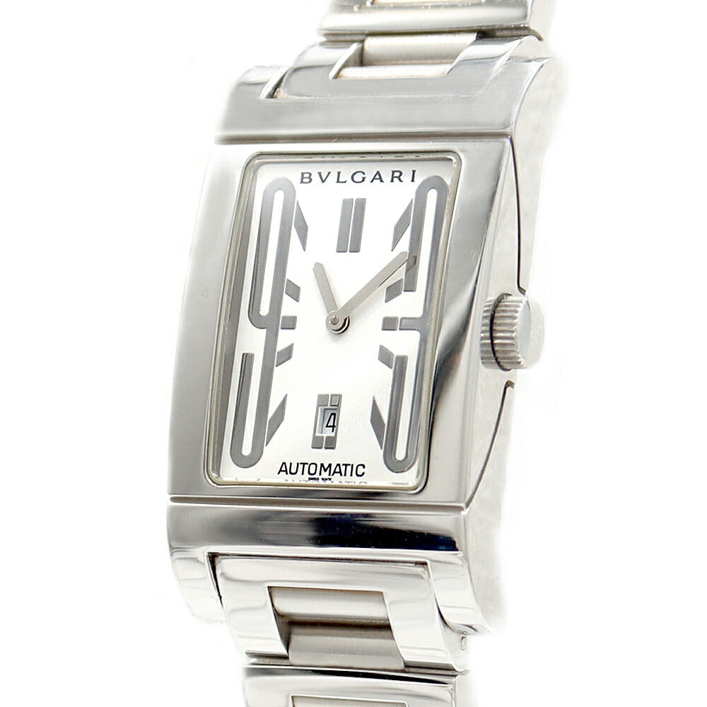BVLGARI ブルガリ レッタンゴロ RT45S デイト 30m防水 白 ホワイト SS ステンレス メンズ 自動巻き【6ヶ月保証】【腕時計】【中古】