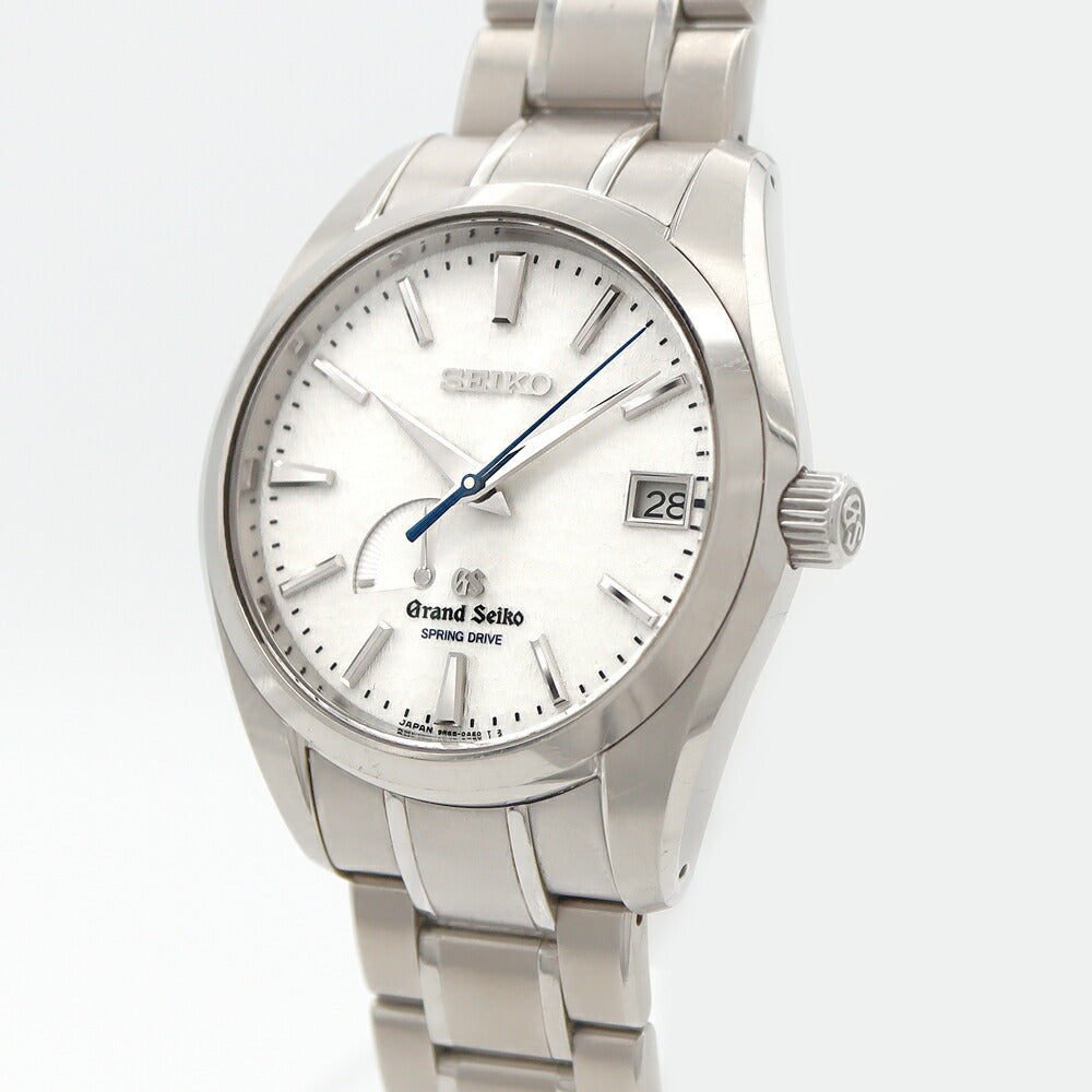 SEIKO セイコー GS グランドセイコー スプリングドライブ 雪白 9R65-0AE0 100m防水 裏スケ パワーリザーブ デイト 白 ホワイト Ti チタン メンズ 自動巻き【6ヶ月保証】【腕時計】【中古】