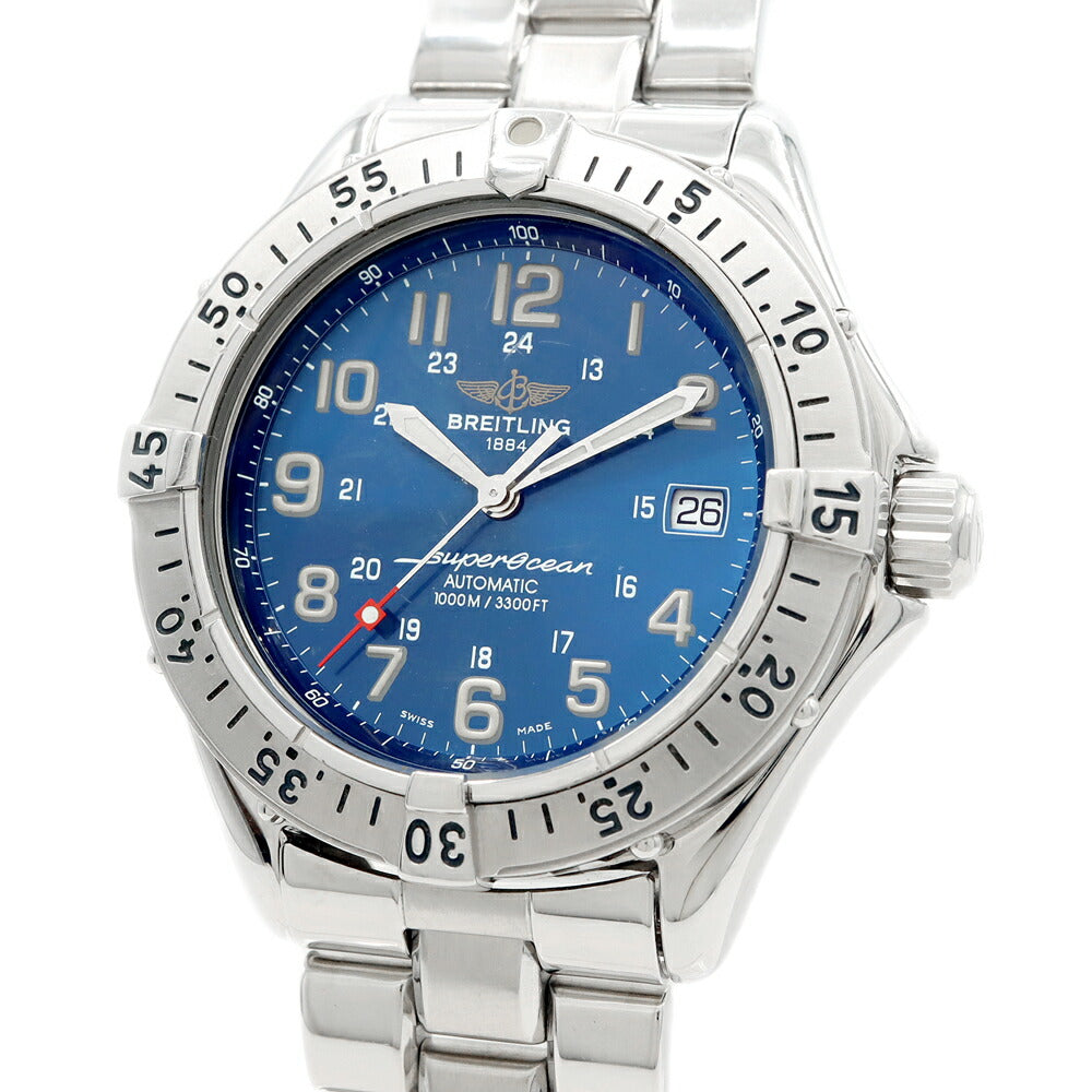 内部点検済 BREITLING ブライトリング スーパーオーシャン A17040 デイト 1000m防水 青 ブルー SS ステンレス メンズ 自動巻き【6ヶ月保証】【腕時計】【中古】
