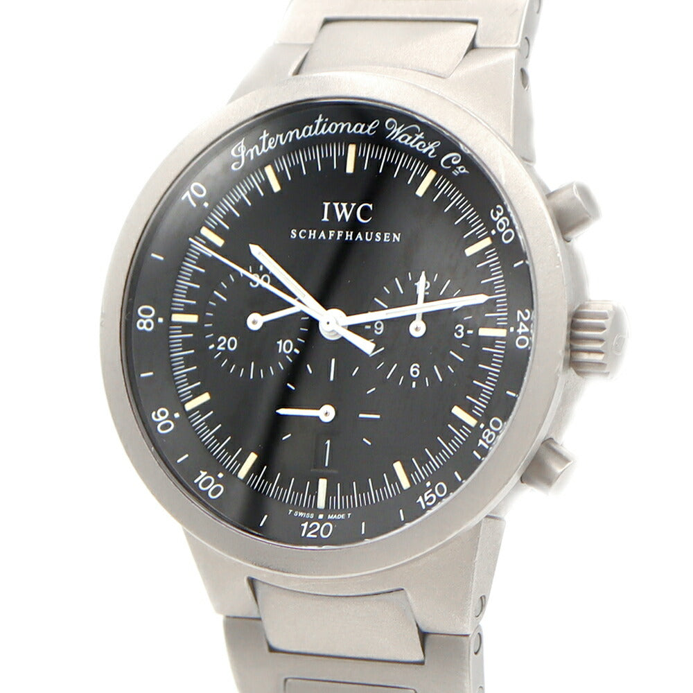 電池交換済 IWC インターナショナルウォッチカンパニー GST クロノグラフ IW372701 デイト スモールセコンド 黒 ブラック Ti チタン メンズ クォーツ 【6ヶ月保証】【腕時計】【中古】