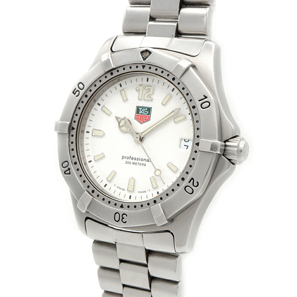 電池交換済 TAG Heuer タグホイヤー プロフェッショナル200 WK1111 デイト 200m防水 白 ホワイト SS ステンレス メンズ クォーツ【6ヶ月保証】【腕時計】【中古】
