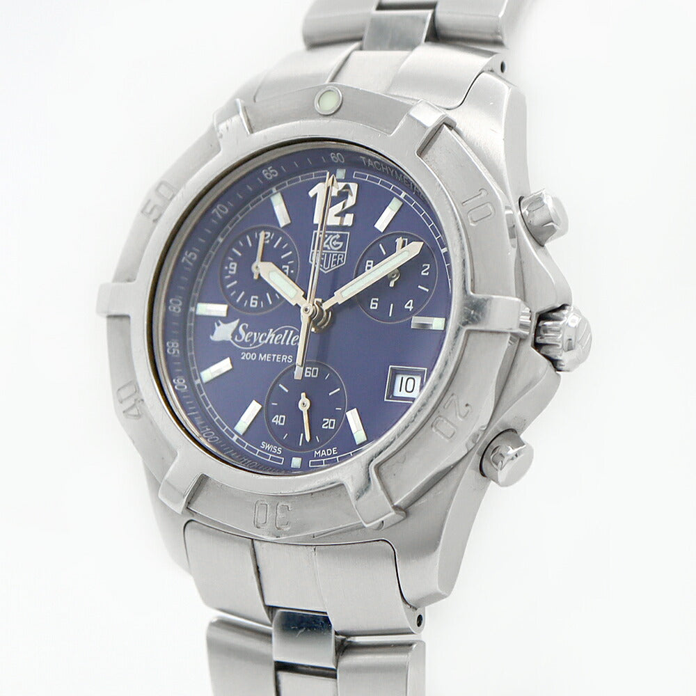 電池交換済 TAG Heuer タグホイヤー エクスクルーシブ 2000 セイシェル諸島 3000本限定 CN111D BA0337 クロノグラフ 200m防水 デイト 青 ブルー SS ステンレス メンズ クォーツ【6ヶ月保証】【腕時計】【中古】