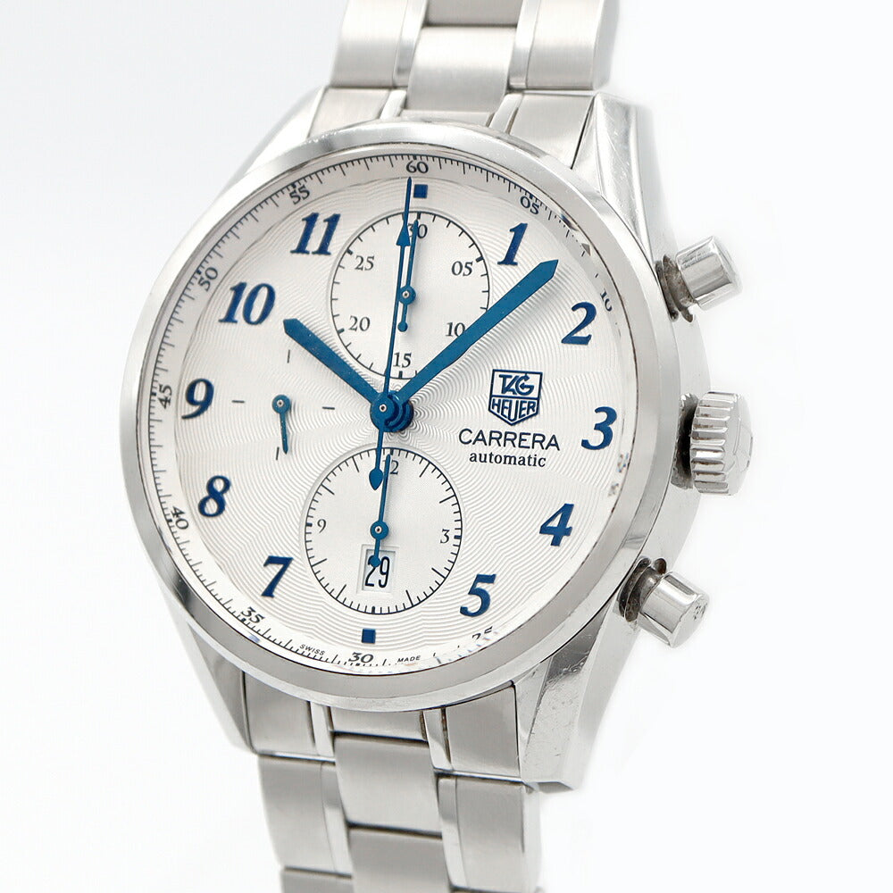 TAG Heuer タグホイヤー カレラ ヘリテージ キャリバー16 クロノグラフ CAS2111 デイト 100m防水 シルバー SS ステンレス メンズ 自動巻き【6ヶ月保証】【腕時計】【中古】