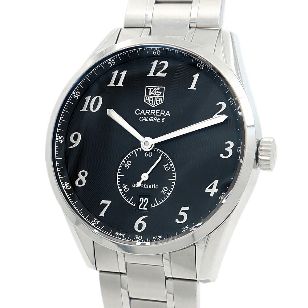 TAG Heuer タグホイヤー カレラ ヘリテージ キャリバー6 WAS2110 デイト 100m防水 裏スケ 黒 ブラック SS ステンレス メンズ 自動巻き【6ヶ月保証】【腕時計】【中古】