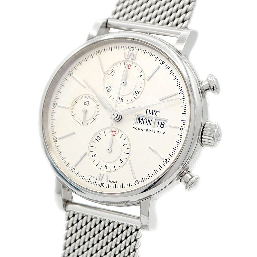 IWC インターナショナルウォッチカンパニー ポートフィノ クロノグラフ IW391009 デイデイト シルバー SS ステンレス メンズ 自動巻き【6ヶ月保証】【腕時計】【中古】