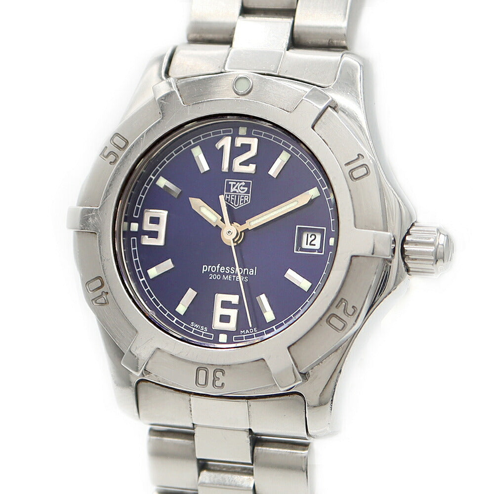 電池交換済 TAG Heuer タグホイヤー プロフェッショナル 200 WN1312 デイト 200m防水 青 ブルー SS ステンレス レディース クォーツ【6ヶ月保証】【腕時計】【中古】