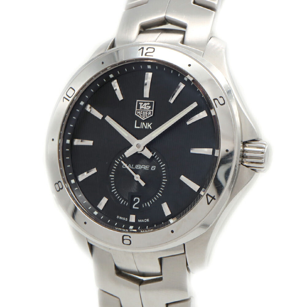 TAG Heuer タグホイヤー リンク キャリバー6 WAT2110 100m防水 デイト 裏スケ 黒 ブラック SS ステンレス メンズ 自動巻き【6ヶ月保証】【腕時計】【中古】