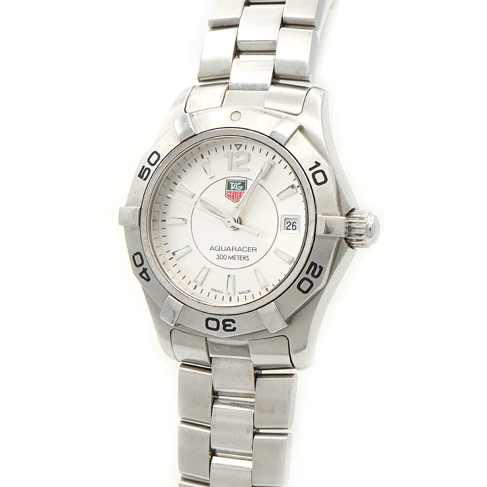 電池交換済 TAG Heuer タグホイヤー アクアレーサー WAF1412 デイト 300m防水 シルバー SS ステンレス レディース クォーツ【6ヶ月保証】【腕時計】【中古】