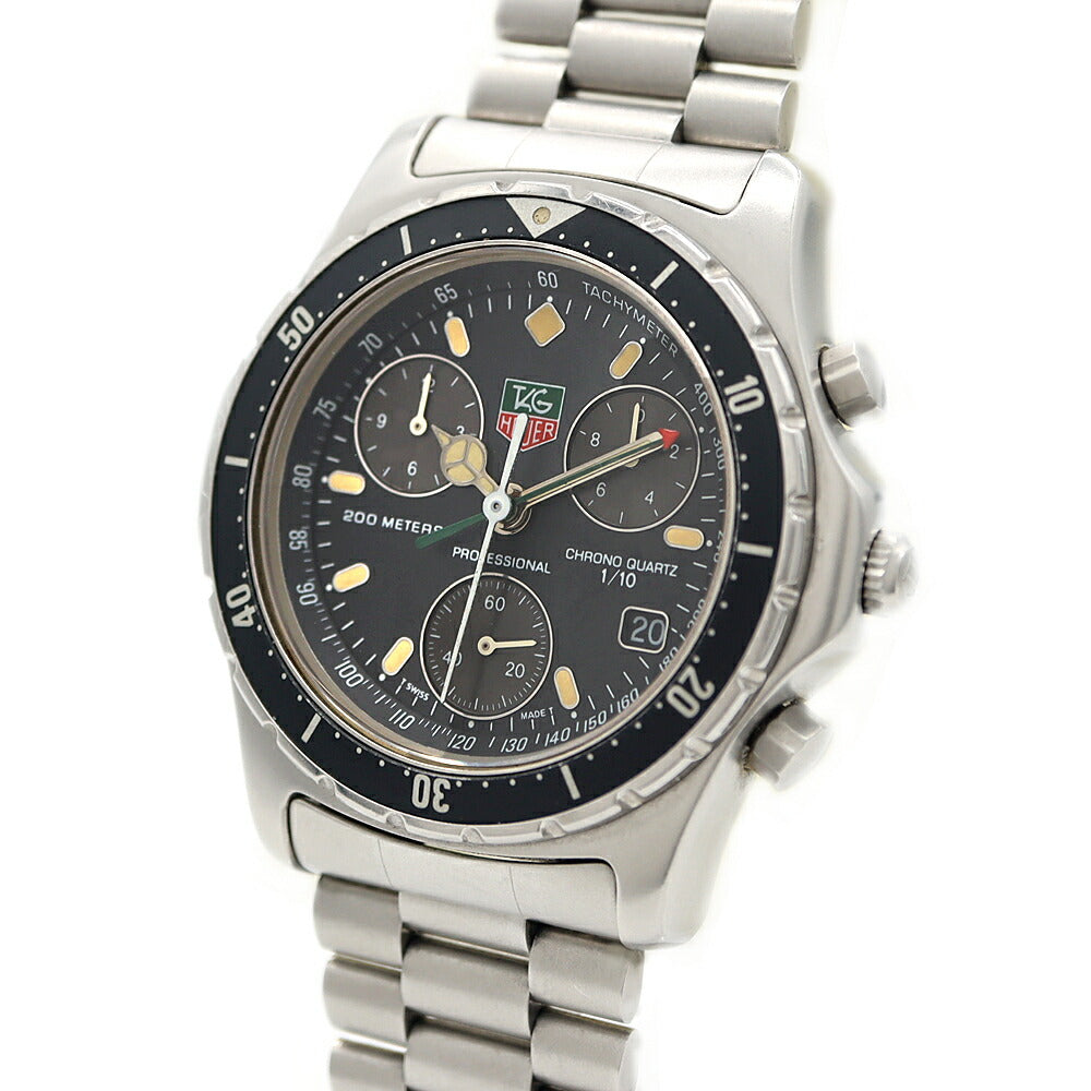 電池交換済 TAG Heuer タグホイヤー プロフェッショナル 570.206 クロノグラフ デイト 200m防水 黒 ブラック SS ステンレス メンズ クォーツ【6ヶ月保証】【腕時計】【中古】