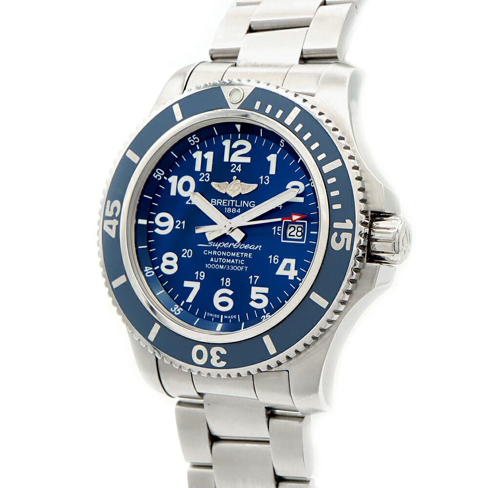 BREITLING ブライトリング スーパーオーシャンII 44 A17392 デイト 1000m防水 青 ブルー SS ステンレス メンズ 自動巻き【6ヶ月保証】【腕時計】【中古】