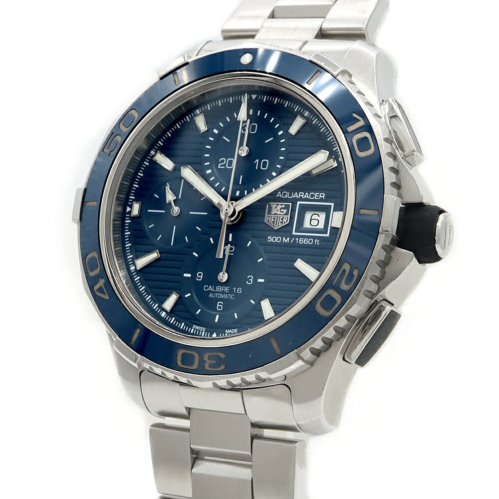 TAG Heuer タグホイヤー アクアレーサー キャリバー16 クロノグラフ CAK2112 BA0833 デイト 500m防水 青 ブルー SS ステンレス CE セラミック メンズ 自動巻き【6ヶ月保証】【腕時計】【中古】