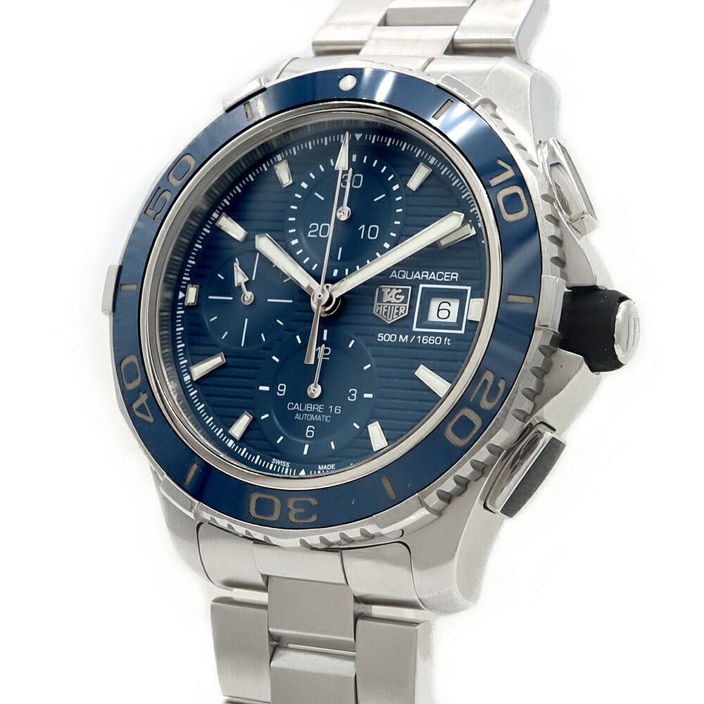TAG Heuer タグホイヤー アクアレーサー キャリバー16 クロノグラフ CAK2112 BA0833 デイト 500m防水 青 ブルー SS ステンレス CE セラミック メンズ 自動巻き【6ヶ月保証】【腕時計】【中古】