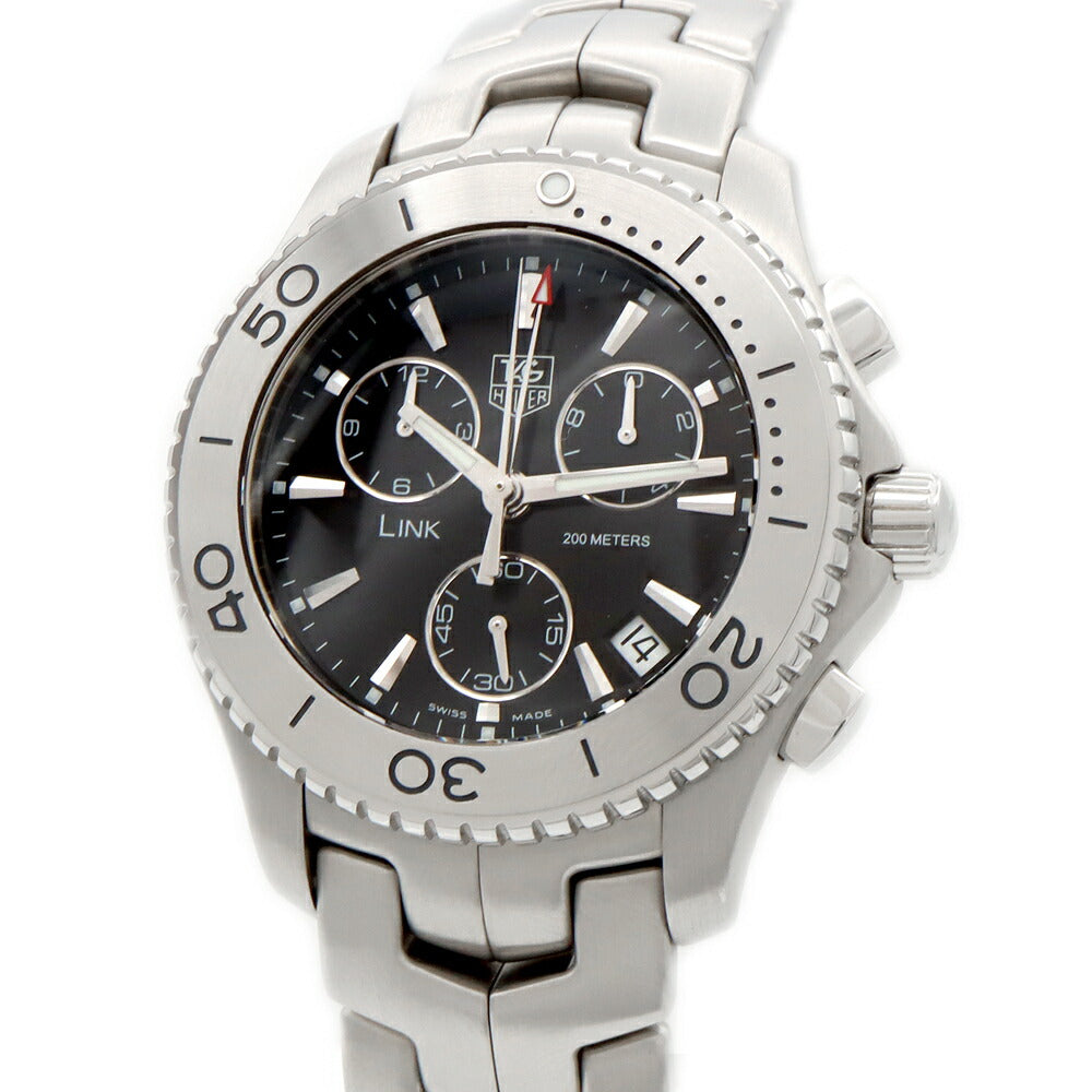 電池交換済 TAG Heuer タグホイヤー リンク クロノグラフ CJ1110 デイト 200m防水 黒 ブラック SS ステンレス メンズ クォーツ【6ヶ月保証】【腕時計】【中古】