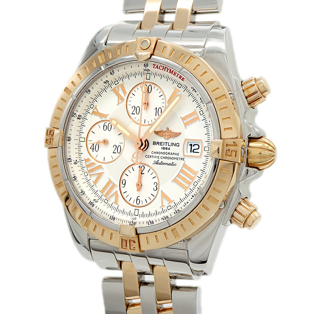 内部点検済 BREITLING ブライトリング クロノマット エボリューション C13356 クロノグラフ デイト 300m防水 白 ホワイト PG ピンクゴールド SS ステンレス コンビ メンズ 自動巻き【6ヶ月保証】【腕時計】【中古】
