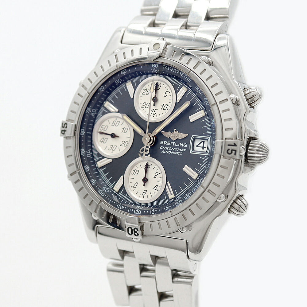 BREITLING ブライトリング ブラックバード クロノグラフ A13350 デイト 100m防水 グレー SS ステンレス メンズ 自動巻き【6ヶ月保証】【腕時計】【中古】