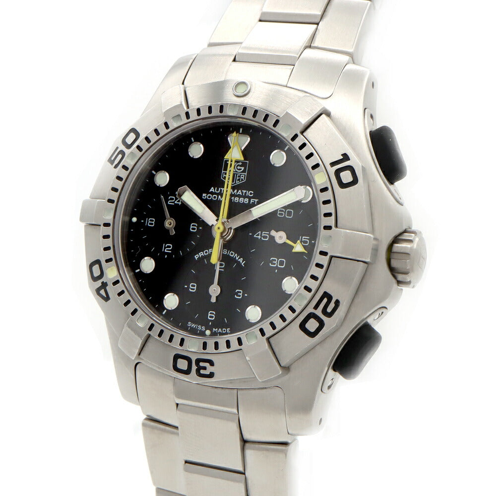 TAG Heuer タグホイヤー 2000 アクアグラフ CN211A クロノグラフ 500m防水 デイト 黒 ブラック SS ステンレス メンズ 自動巻き【6ヶ月保証】【腕時計】【中古】