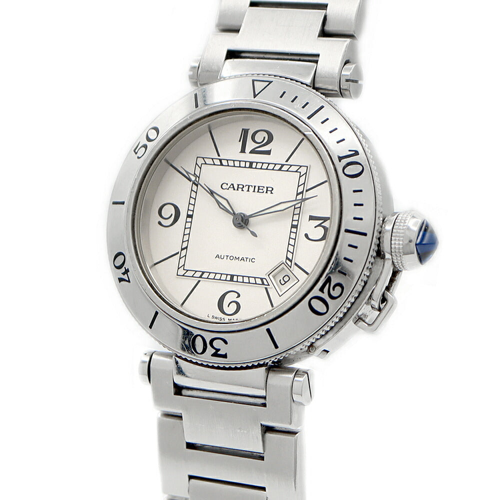 Cartier カルティエ パシャ シータイマー W31080M7 デイト 100m防水 シルバー SS ステンレス メンズ 自動巻き【6ヶ月保証】【腕時計】【中古】