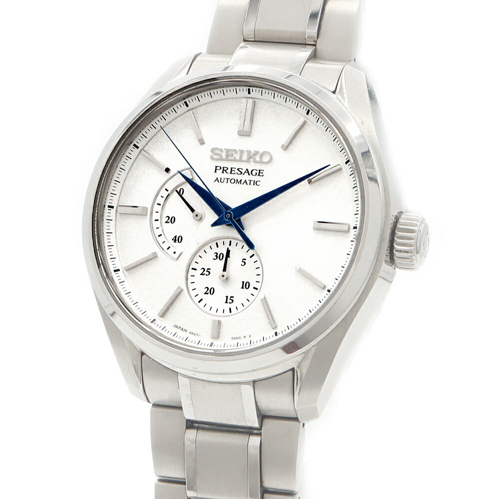 内部点検済 SEIKO セイコー プレザージュ プレステージライン 6R27-00H0 SARW041 パワーリザーブ デイト 100m防水 裏スケ シルバー Ti チタン メンズ 自動巻き プレサージュ【6ヶ月保証】【腕時計】【中古】