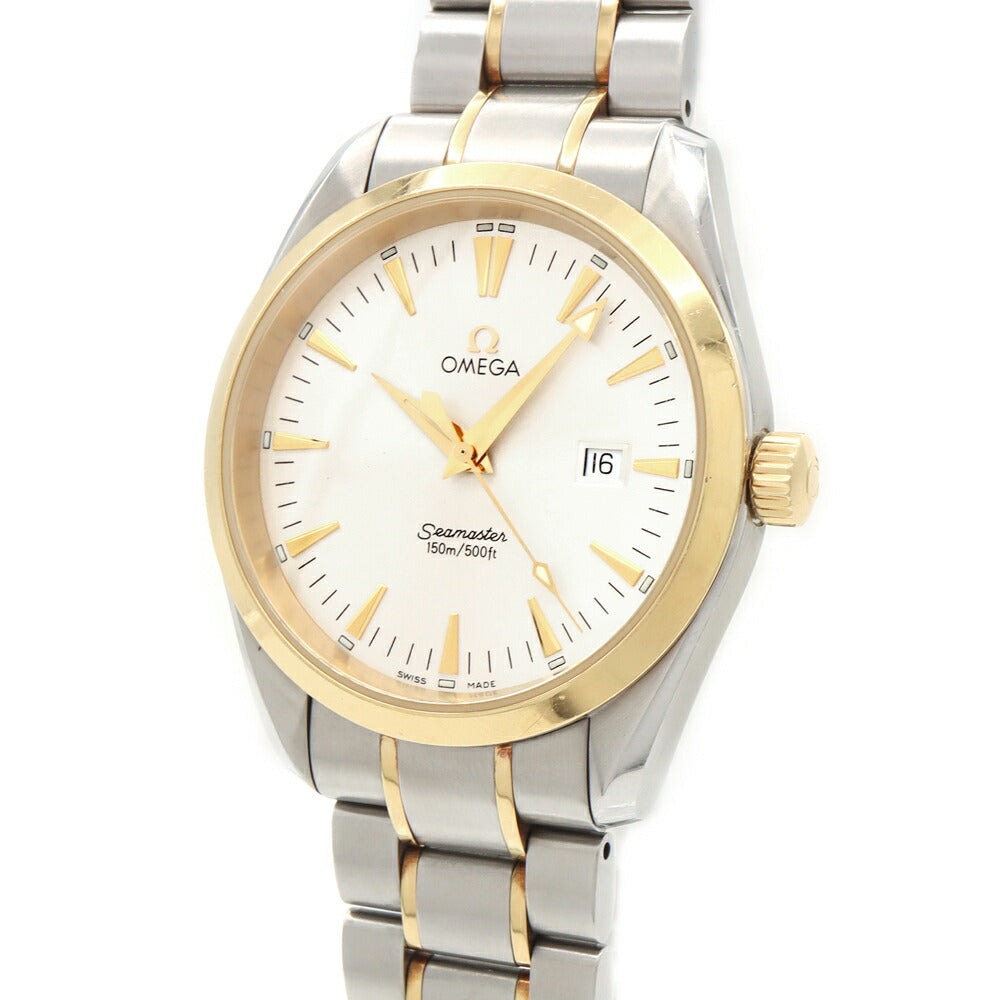 電池交換済 OMEGA オメガ シーマスター アクアテラ 2317.30 デイト 150m防水 シルバー YG イエローゴールド SS ステンレス コンビ メンズ クォーツ【6ヶ月保証】【腕時計】【中古】