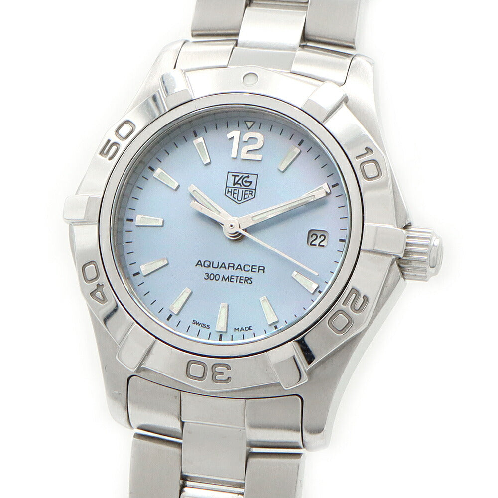 電池交換済 TAG Heuer タグホイヤー アクアレーサー WAF1417 300m防水 デイト 青 ブルーシェル SS ステンレス レディース クォーツ【6ヶ月保証】【腕時計】【中古】