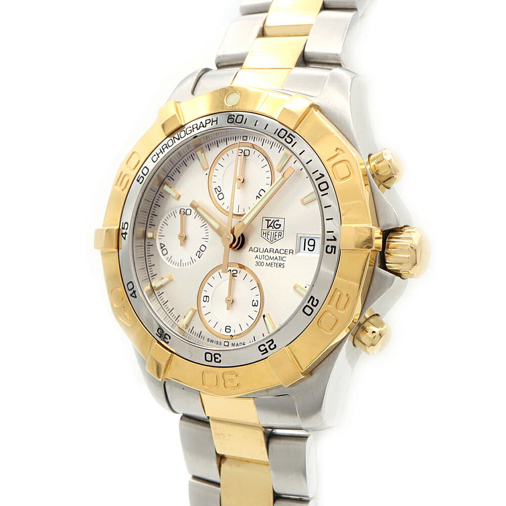 TAG Heuer タグホイヤー アクアレーサー クロノグラフ CAF2120 デイト 300m防水 シルバー SS ステンレス YGP イエローゴールド コンビ メンズ 自動巻き【6ヶ月保証】【腕時計】【中古】