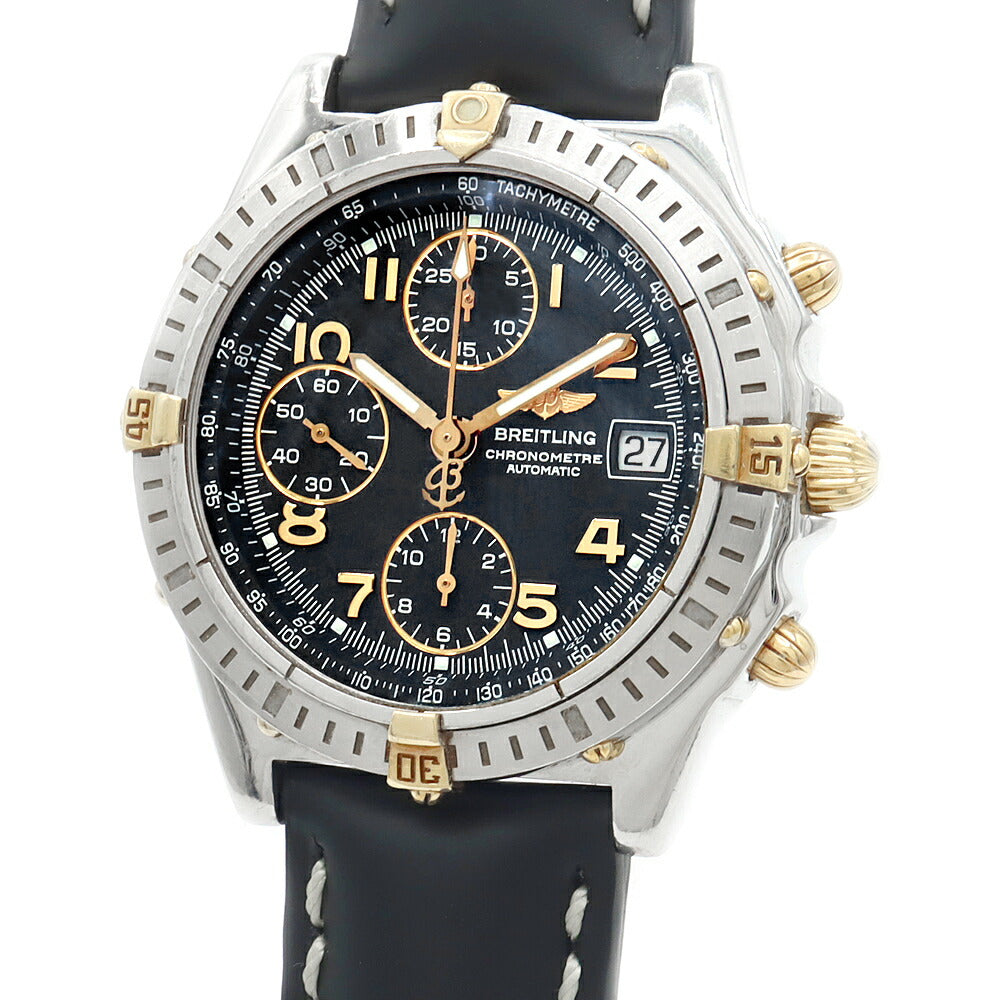 内部点検済 BREITLING ブライトリング クロノマット ビコロ B13352 クロノグラフ デイト 100m防水 黒 ブラック SS ステンレス YG イエローゴールド コンビ 純正尾錠 メンズ 自動巻き【6ヶ月保証】【腕時計】【中古】