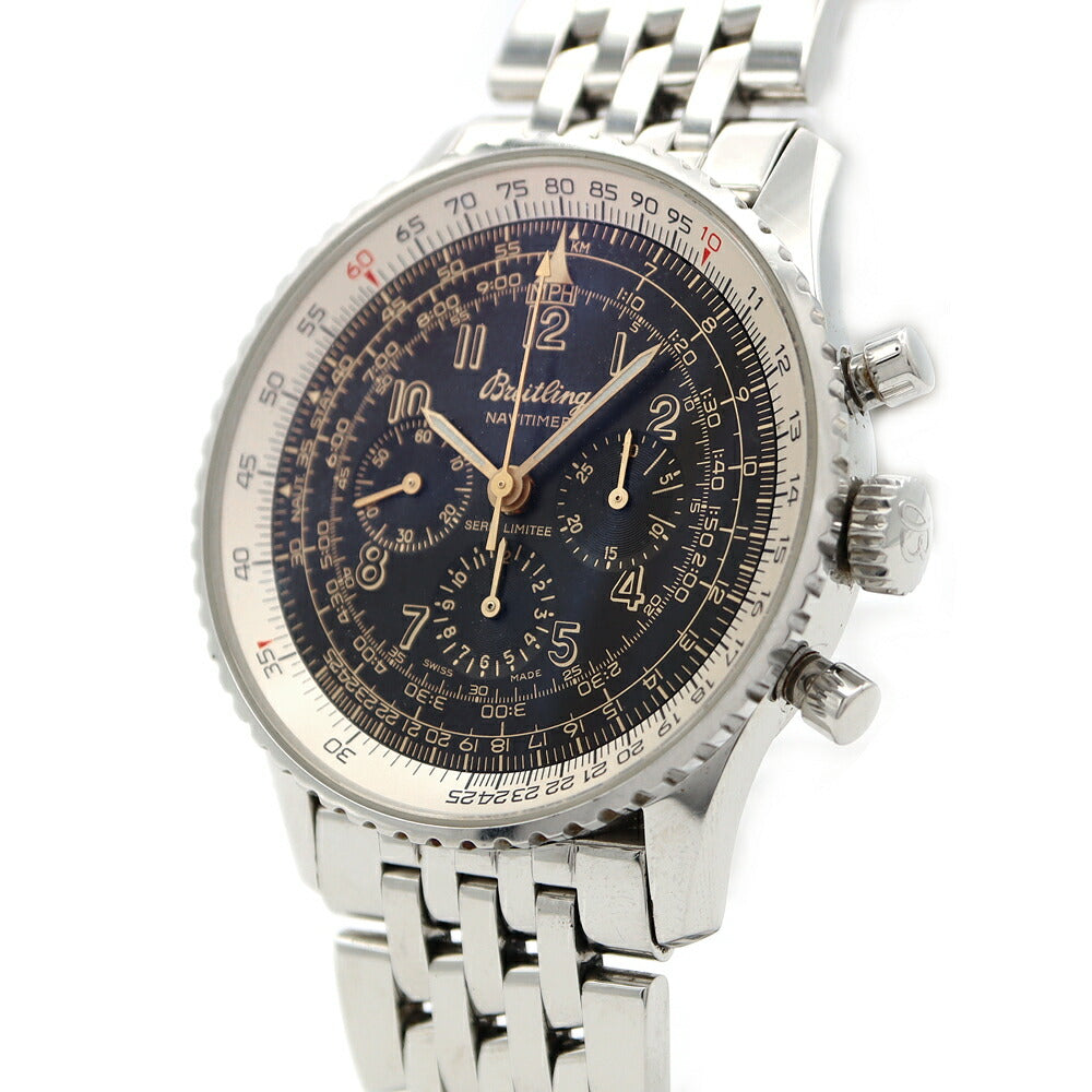 BREITLING ブライトリング ナビタイマー メカニック クロノグラフ 400本限定 A11022.1 裏スケ スモールセコンド 黒 ブラック SS ステンレス メンズ 手巻き【6ヶ月保証】【腕時計】【中古】