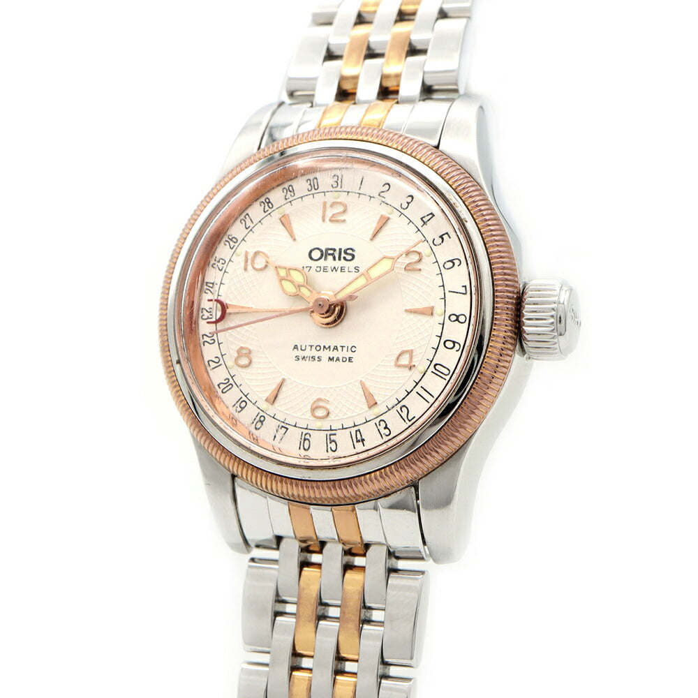 ORIS オリス ビッグクラウン ポインターデイト 7550 裏スケ デイト シルバー SS ステンレス PGP ピンクゴールド コンビ レディース 自動巻き【6ヶ月保証】【腕時計】【中古】