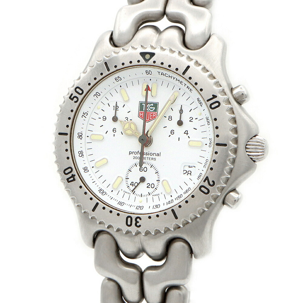 電池交換済 TAG Heuer タグホイヤー S/el セルシリーズ クロノグラフ CG1112 デイト 200m防水 白 ホワイト SS ステンレス メンズ クォーツ【6ヶ月保証】【腕時計】【中古】