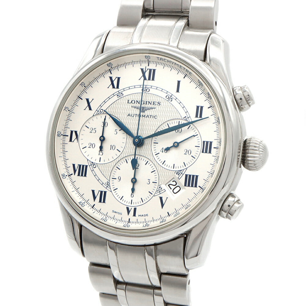 LONGINES ロンジン ウィームス クロノグラフ L2.622.4 デイト スモールセコンド 裏スケ シルバー SS ステンレス メンズ 自動巻き【6ヶ月保証】【腕時計】【中古】
