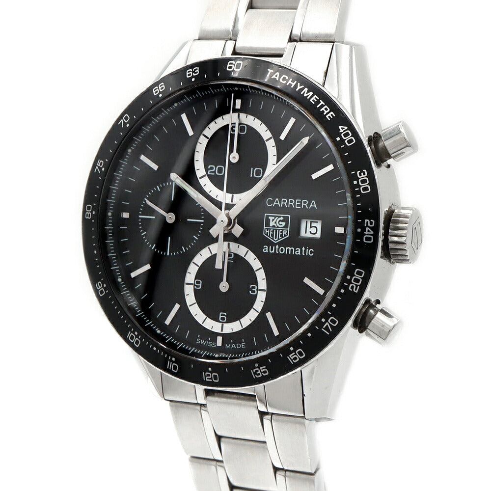 TAG Heuer タグホイヤー カレラ キャリバー16 クロノグラフ CV2010 BA0786 デイト 50m防水 裏スケ 黒 ブラック SS ステンレス メンズ 自動巻き【6ヶ月保証】【腕時計】【中古】