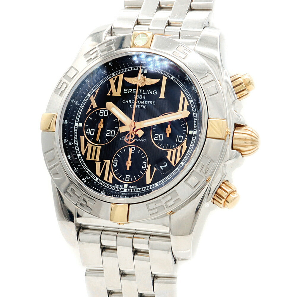 BREITLING ブライトリング クロノマット 44 ビコロ IB0110 クロノグラフ スモールセコンド 500m防水 デイト 黒 ブラック K18PG ピンクゴールド SS ステンレス コンビ メンズ 自動巻き【6ヶ月保証】【腕時計】【中古】