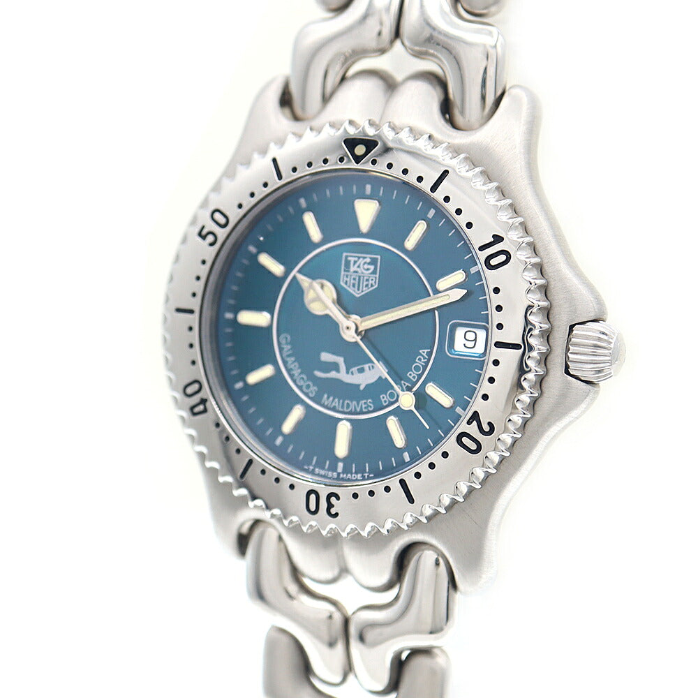 電池交換済 TAG Heuer タグホイヤー ガラパゴス モルディブ ボラボラ 2000本限定 WG111K デイト 200m防水 エメラルドグリーン SS ステンレス メンズ クォーツ【6ヶ月保証】【腕時計】【中古】