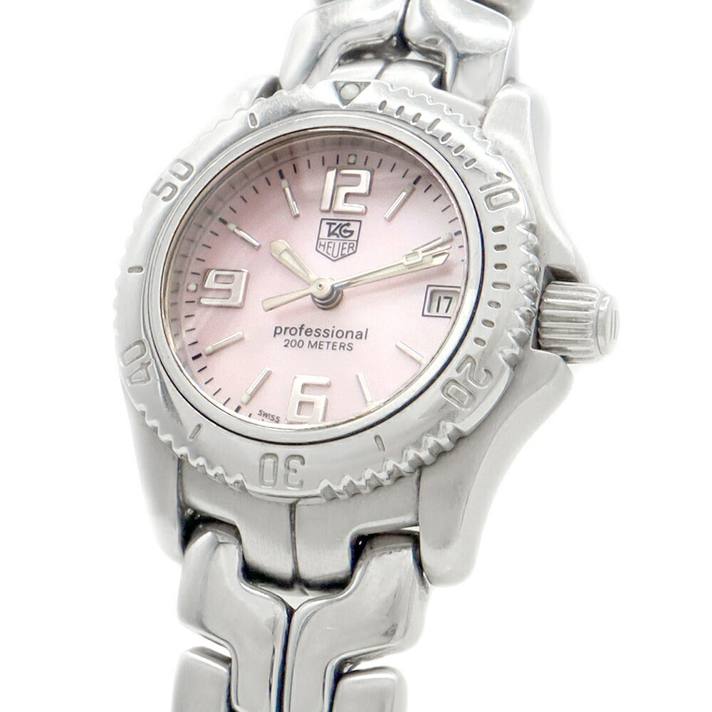 電池交換済 TAG Heuer タグホイヤー リンク プロフェッショナル WT141F デイト 200m防水 ピンクシェル SS ステンレス レディース クォーツ【6ヶ月保証】【腕時計】【中古】