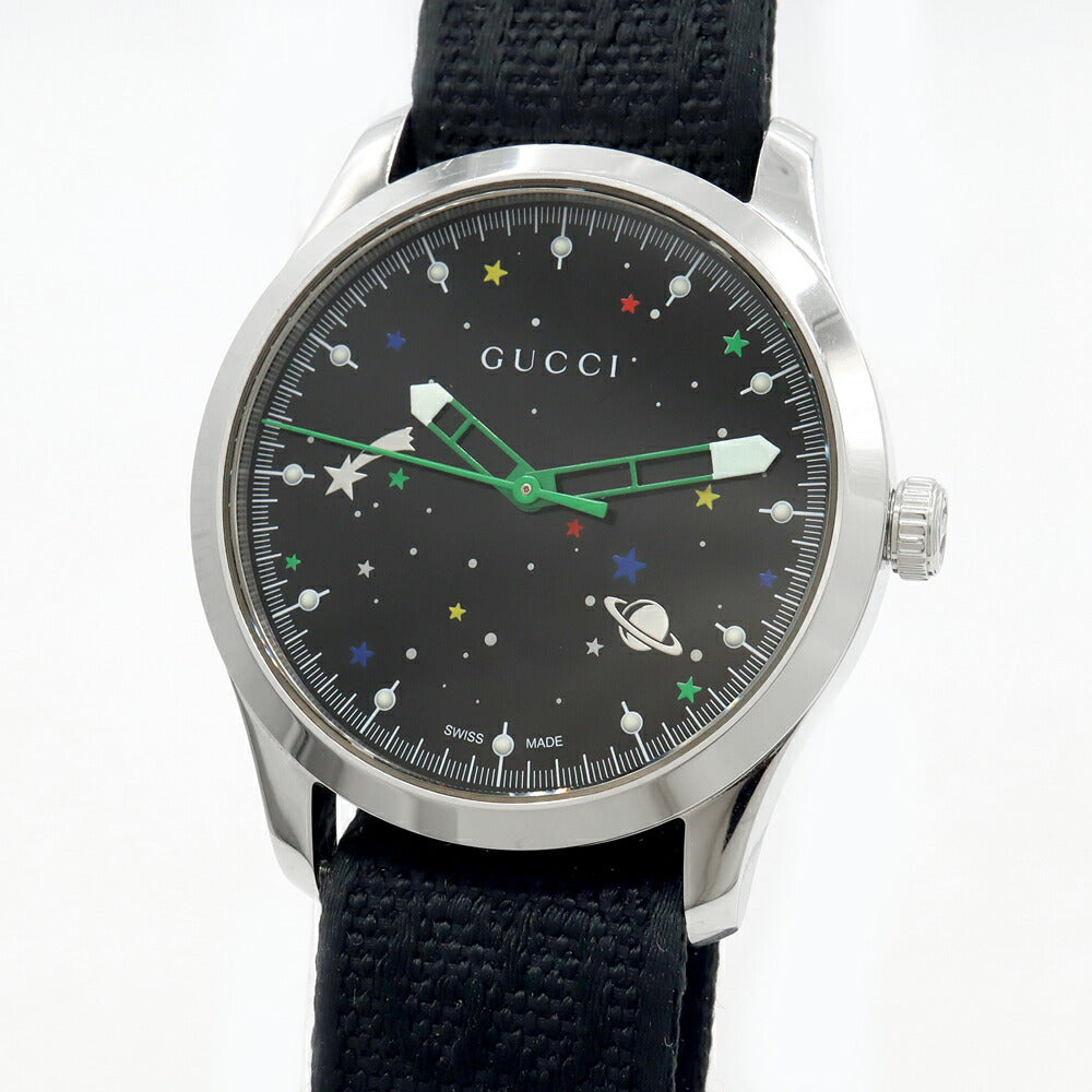 電池交換済 GUCCI グッチ Gタイムレス 126.4 50m防水 黒 ブラック SS ステンレス 純正ベルト 純正尾錠 メンズ レディース ボーイズ クォーツ【6ヶ月保証】【腕時計】【中古】