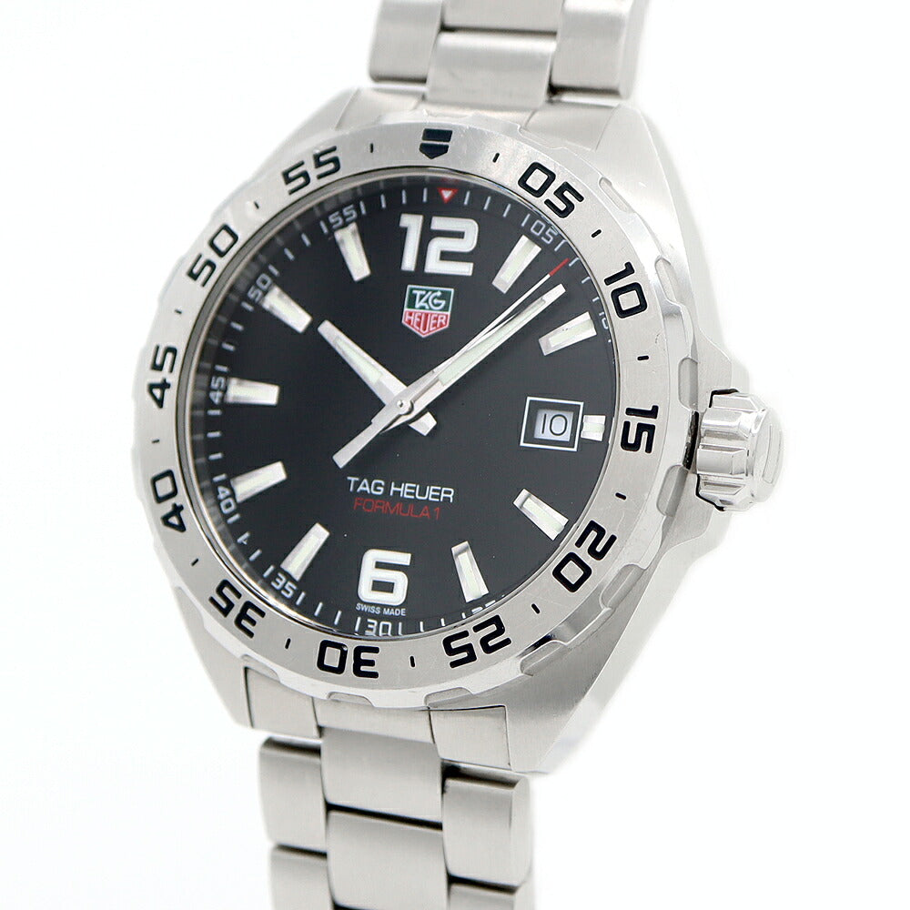 電池交換済 TAG Heuer タグホイヤー フォーミュラ1 WAZ1112 BA0875 デイト 200m防水 黒 ブラック SS ステンレス メンズ クォーツ フォーミュラー1【6ヶ月保証】【腕時計】【中古】