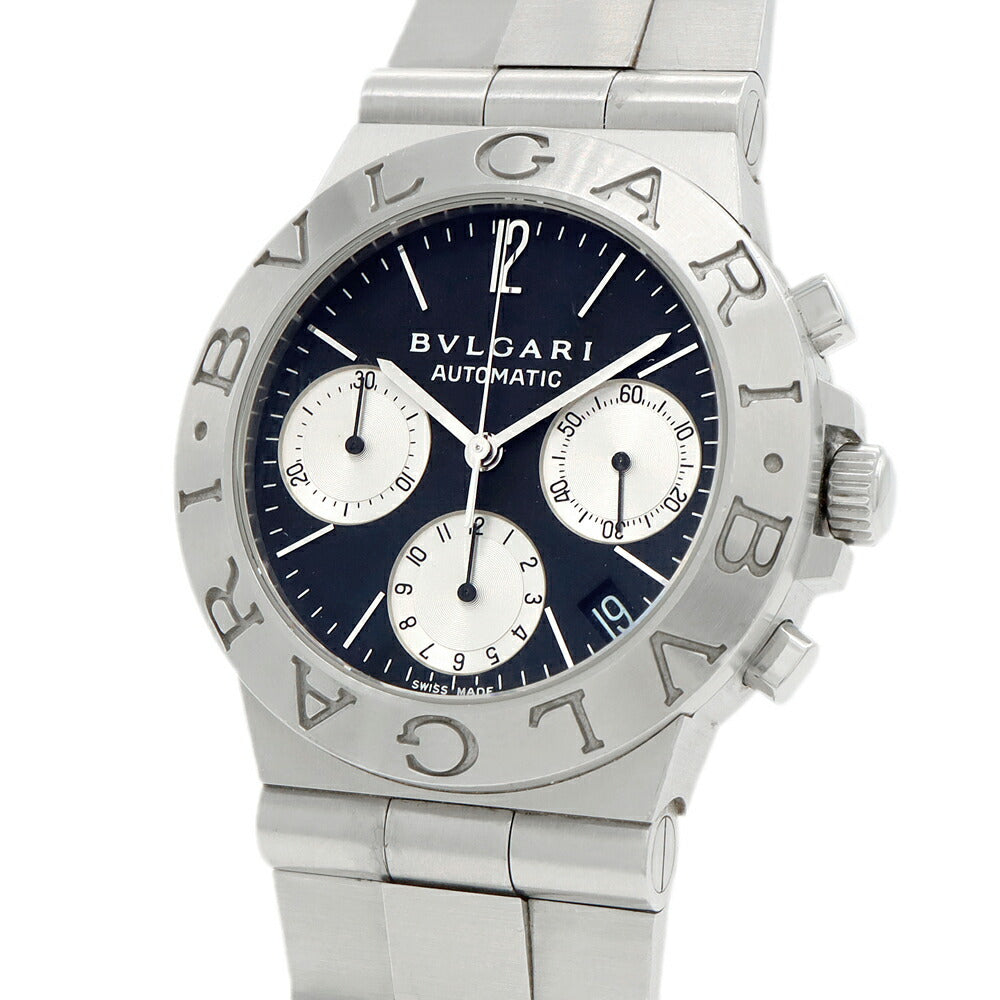 BVLGARI ブルガリ ディアゴノ スポーツ クロノグラフ CH35S デイト 黒 ブラック SS ステンレス メンズ 自動巻き【6ヶ月保証】【腕時計】【中古】