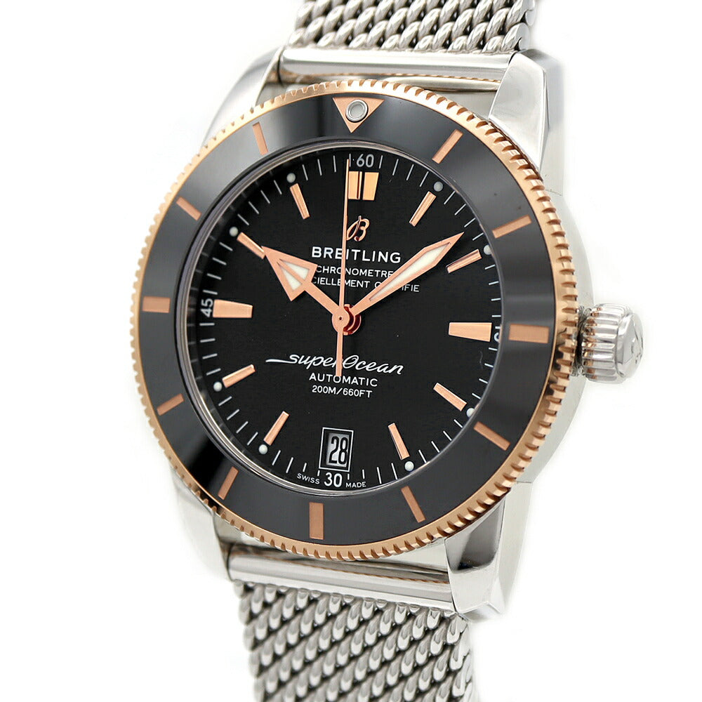 BREITLING ブライトリング スーパーオーシャン ヘリテージII B20 UB2010 デイト 200m防水 黒 ブラック SS ステンレス K18RG レッドゴールド コンビ CE セラミック メンズ 自動巻き【6ヶ月保証】【腕時計】【中古】