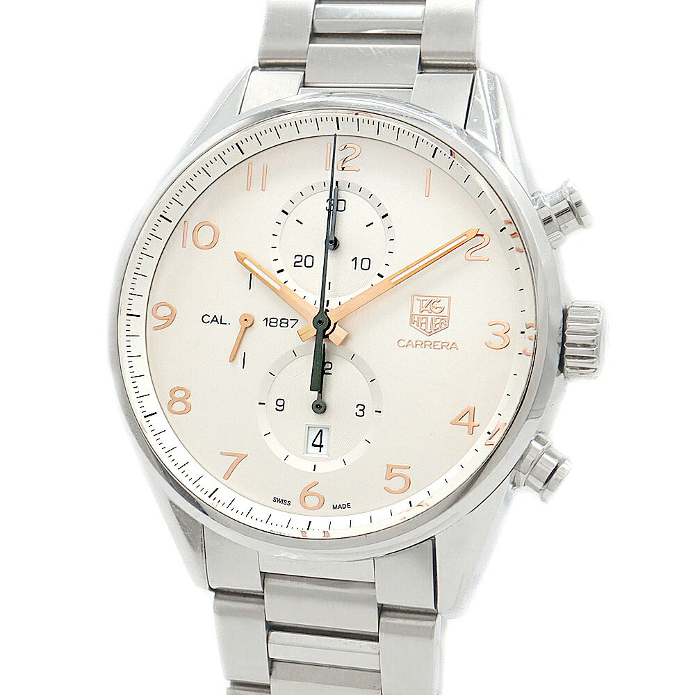 TAG Heuer タグホイヤー カレラ キャリバー1887 クロノグラフ CAR2012 デイト 100m防水 裏スケ シルバー SS ステンレス メンズ 自動巻き【6ヶ月保証】【腕時計】【中古】
