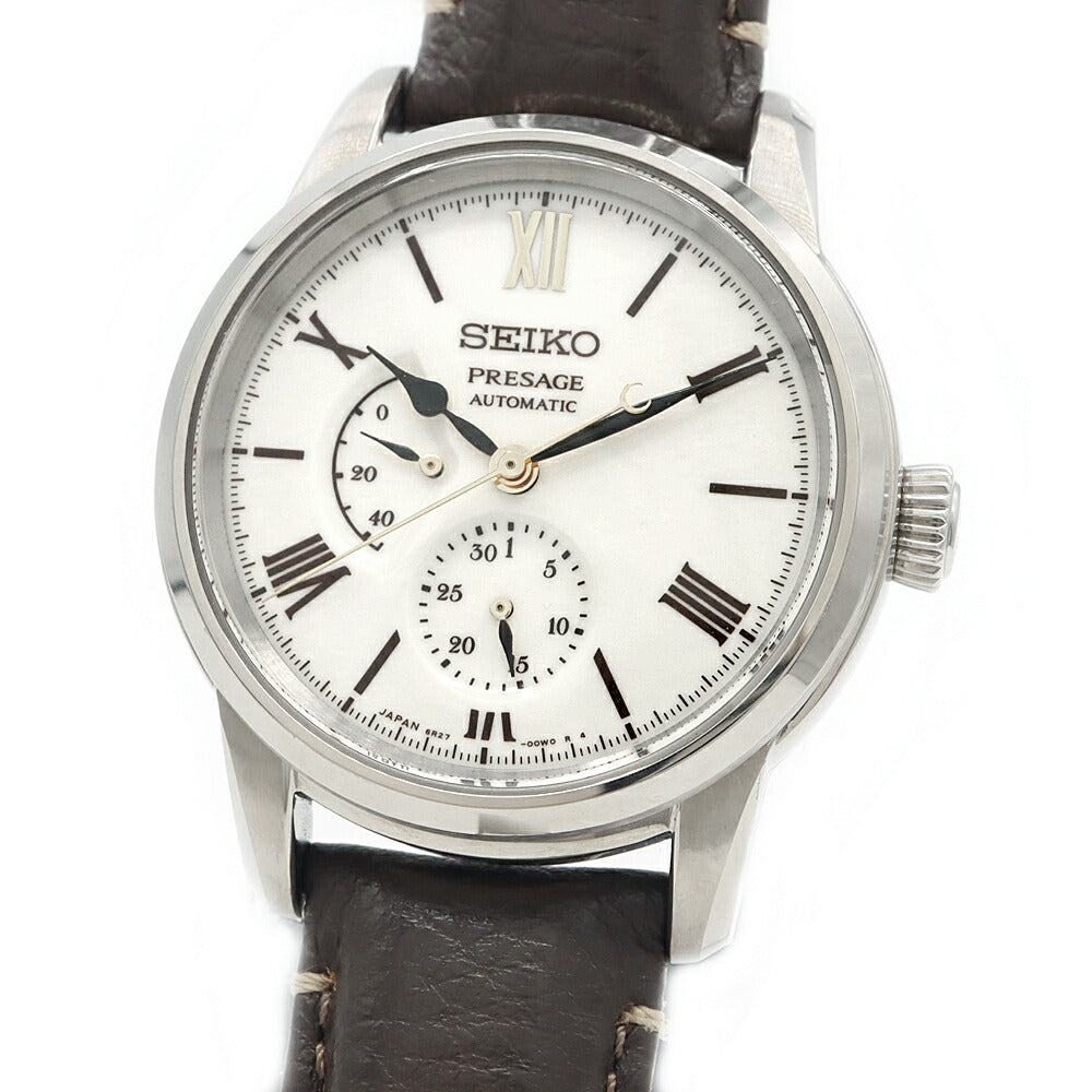 内部点検済 SEIKO セイコー プレザージュ クラフツマンシップシリーズ 110周年記念限定モデル 1500本限定 6R27-00Z0 パワーリザーブ デイト 裏スケ 有田焼ダイアル 白 ホワイト SS ステンレス 純正ベルト 純正尾錠 メンズ 自動巻き プレサージュ【6ヶ月保証】【腕時計】【中古】